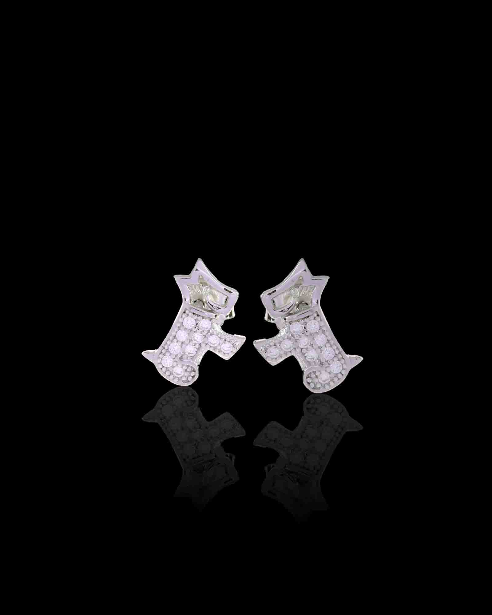 Doggies sterling silver studs in rhodium plating