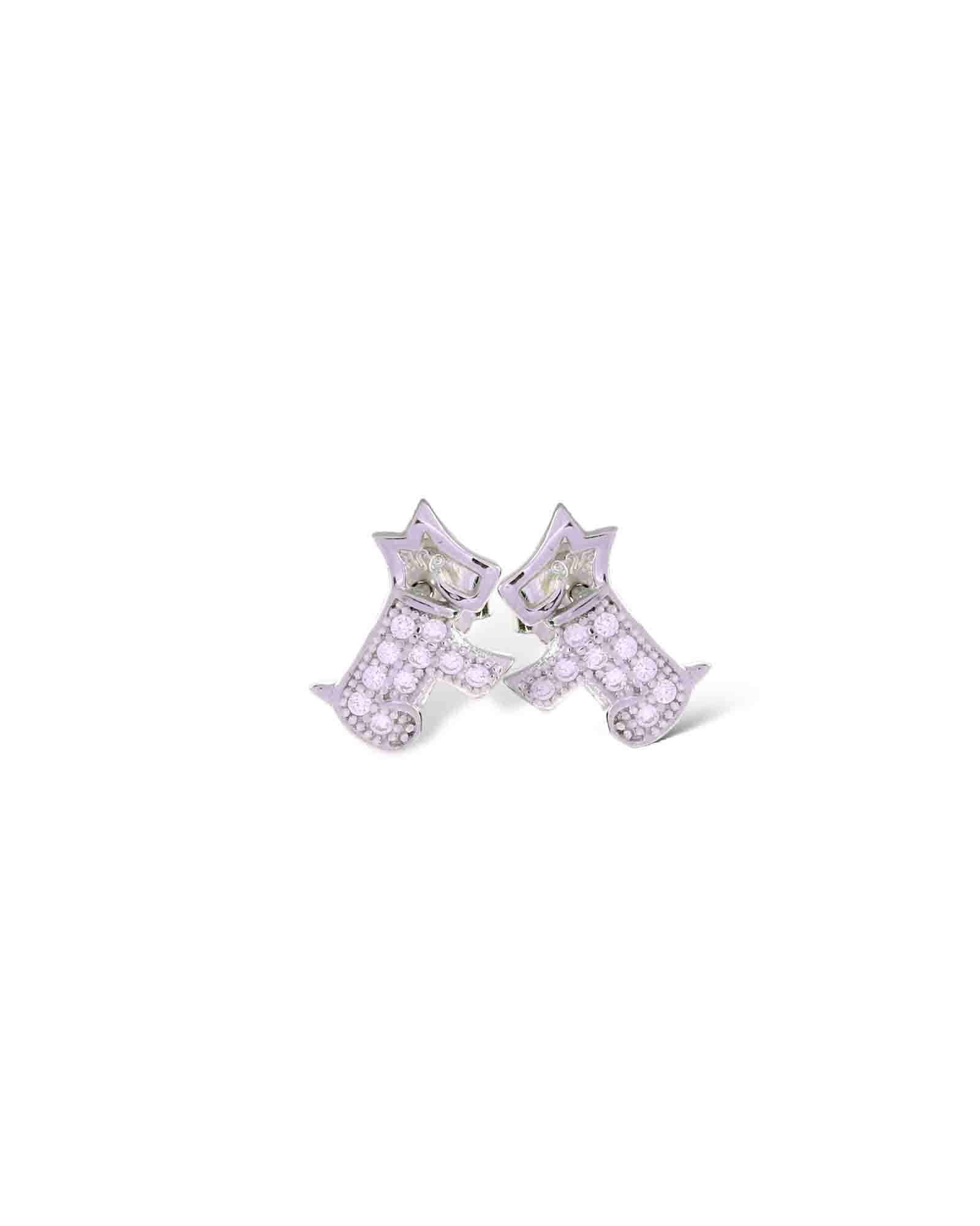 Doggies sterling silver studs in rhodium plating