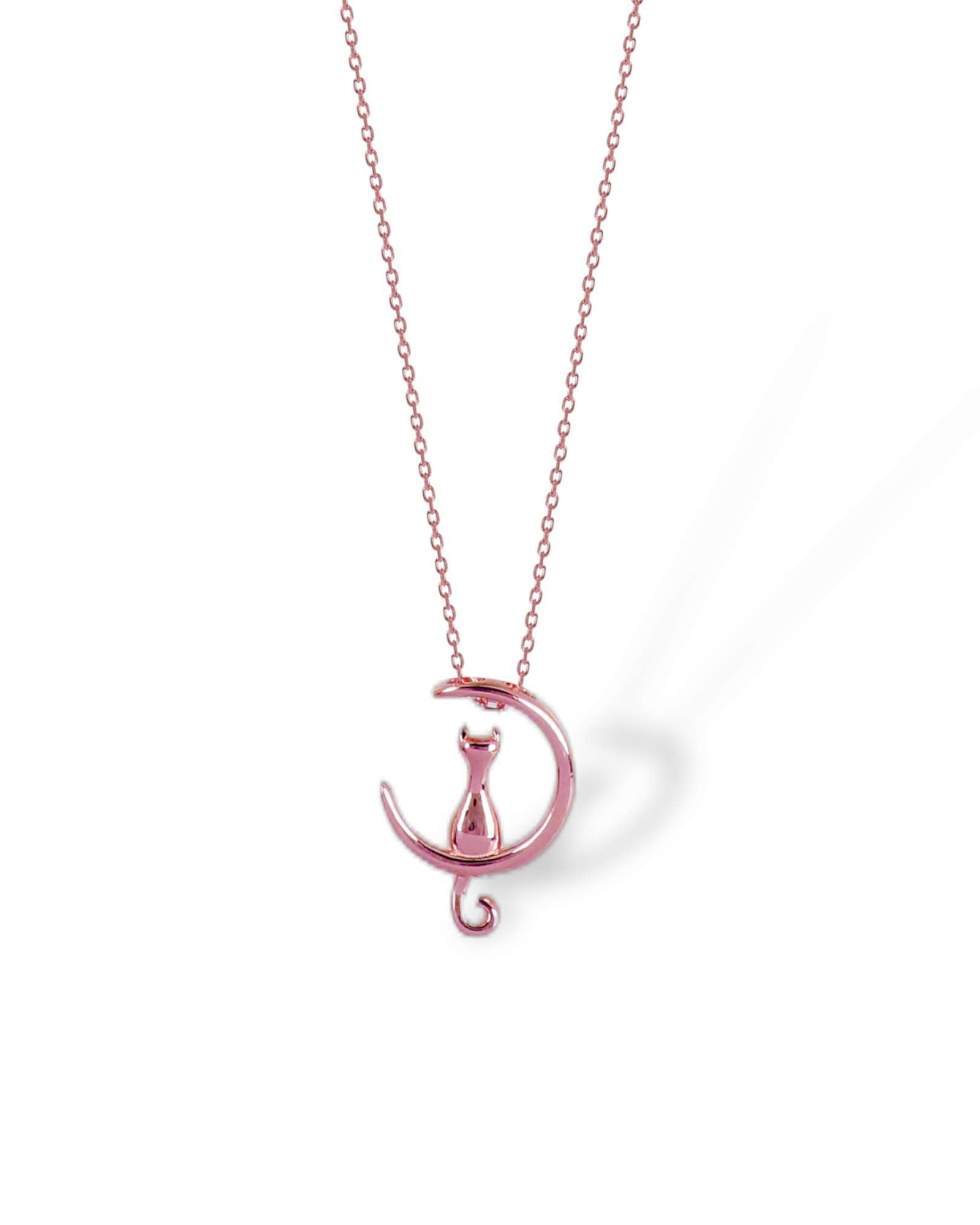 Rose Gold Catty 925 silver pendant with link chain