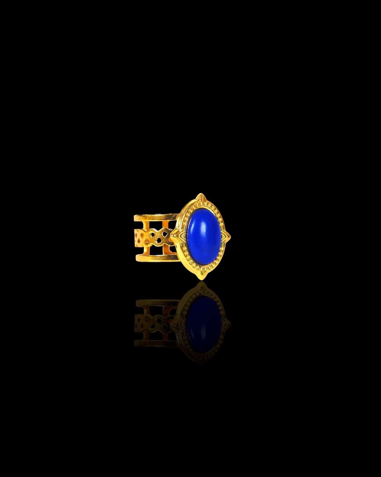 Blue Lapis ring with 18k gold plating