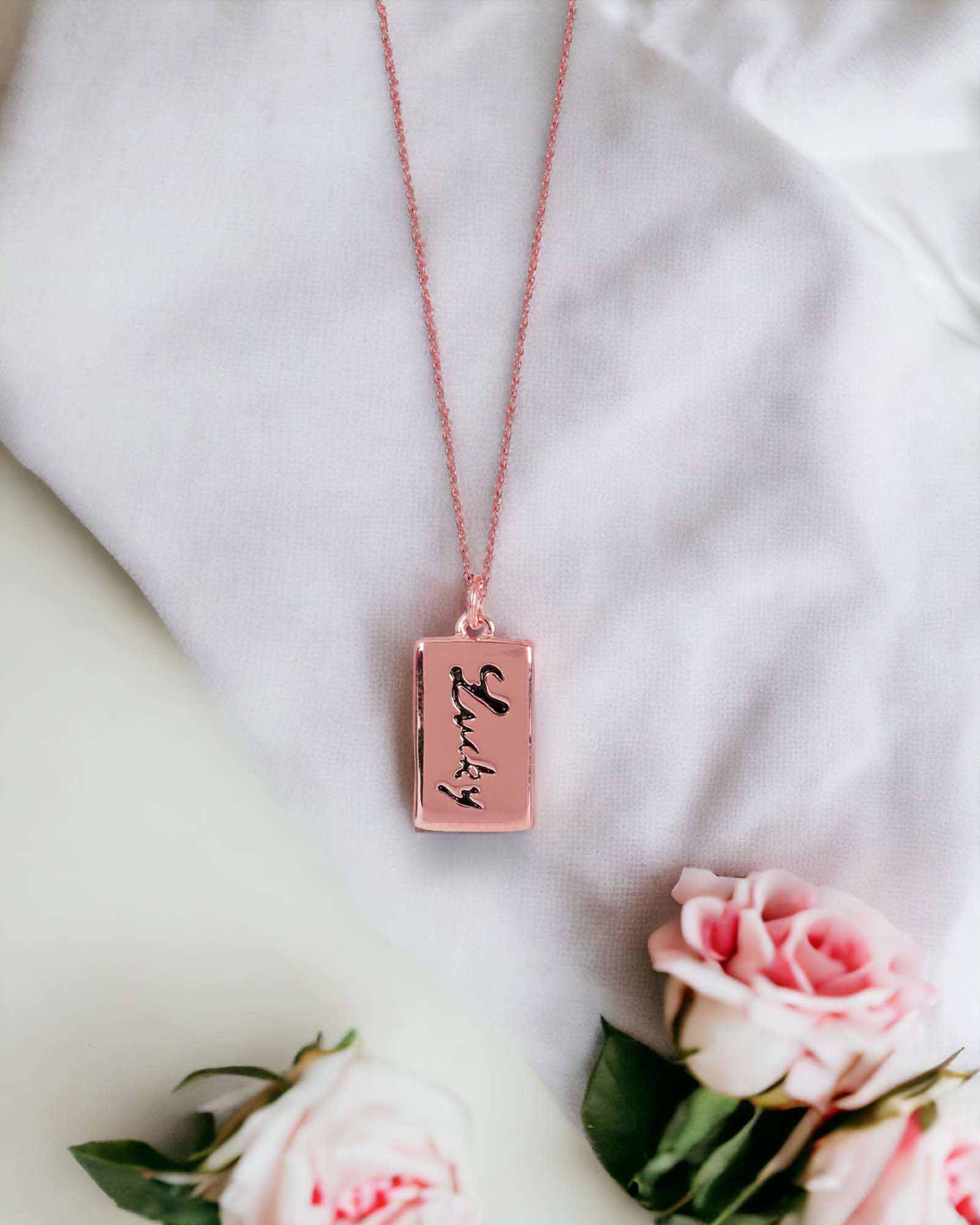 Lucky 925 rose gold silver pendant with chain