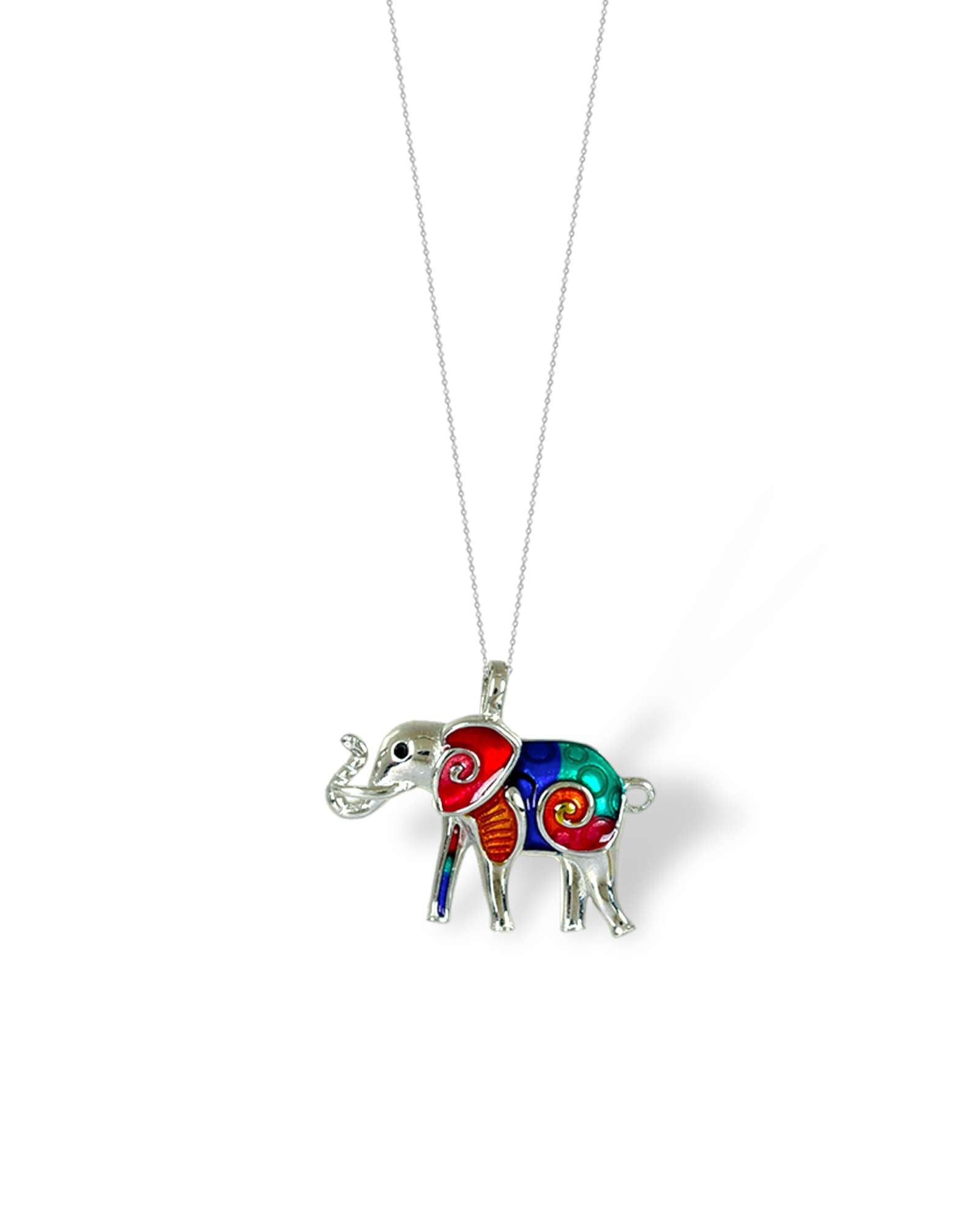 Meena Haathi 925 silver pendant with link chain with rhodium plating