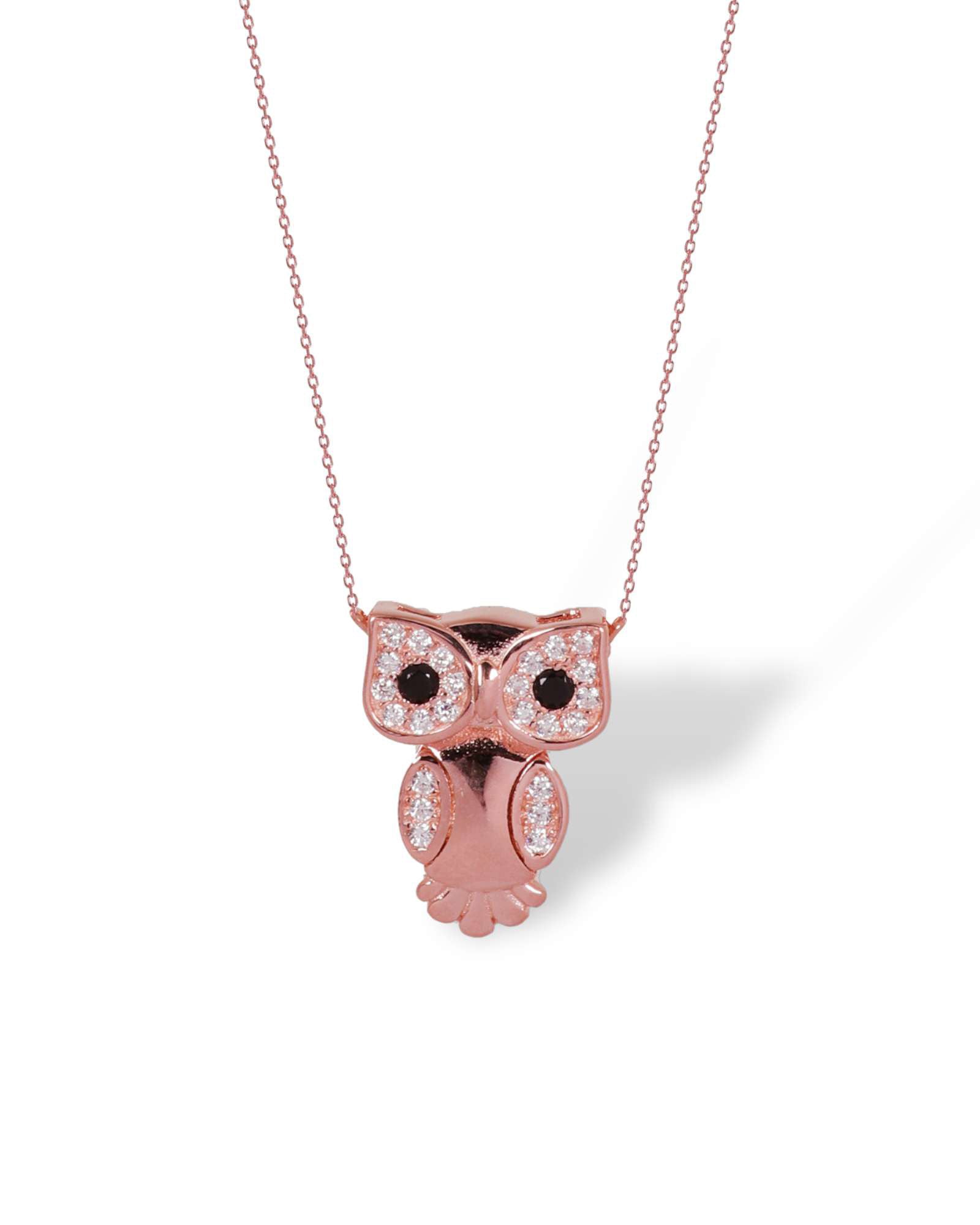 Owlie 925 rose gold silver pendant with chain necklace