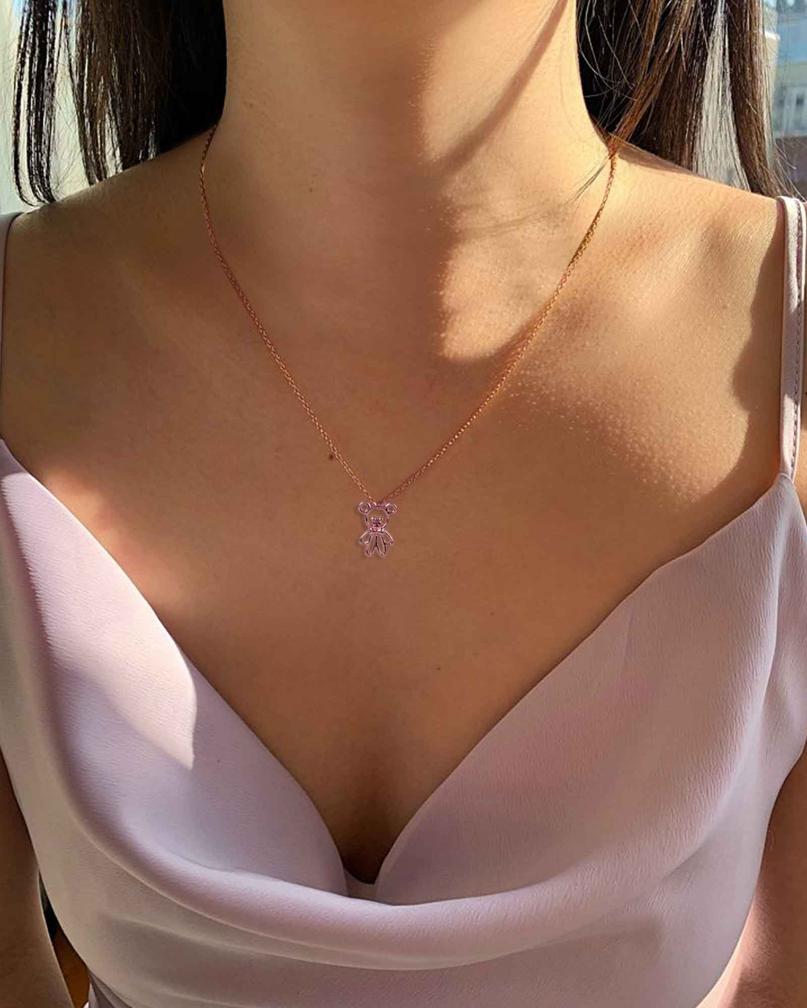 Robo pure rose gold plated silver pendant necklace