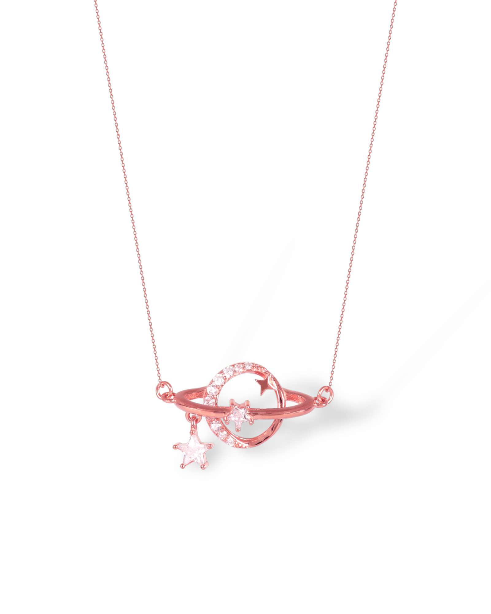 Planet Love rose gold 925 silver pendant with chain