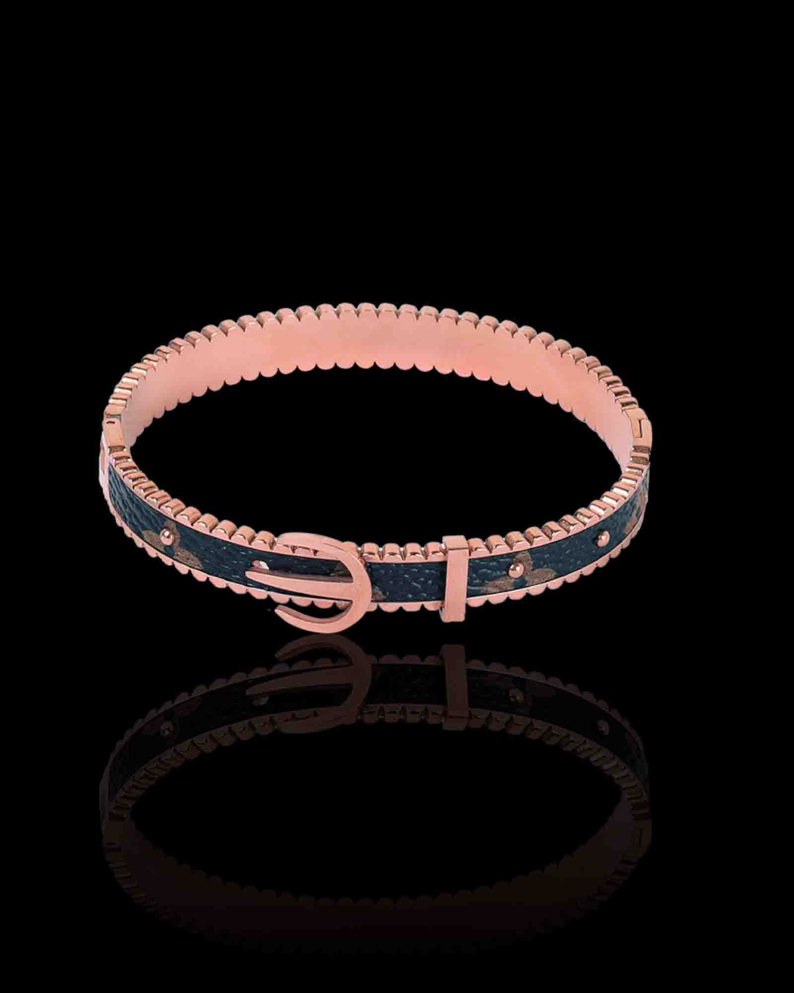 Belted rose gold plated bangle bracelet