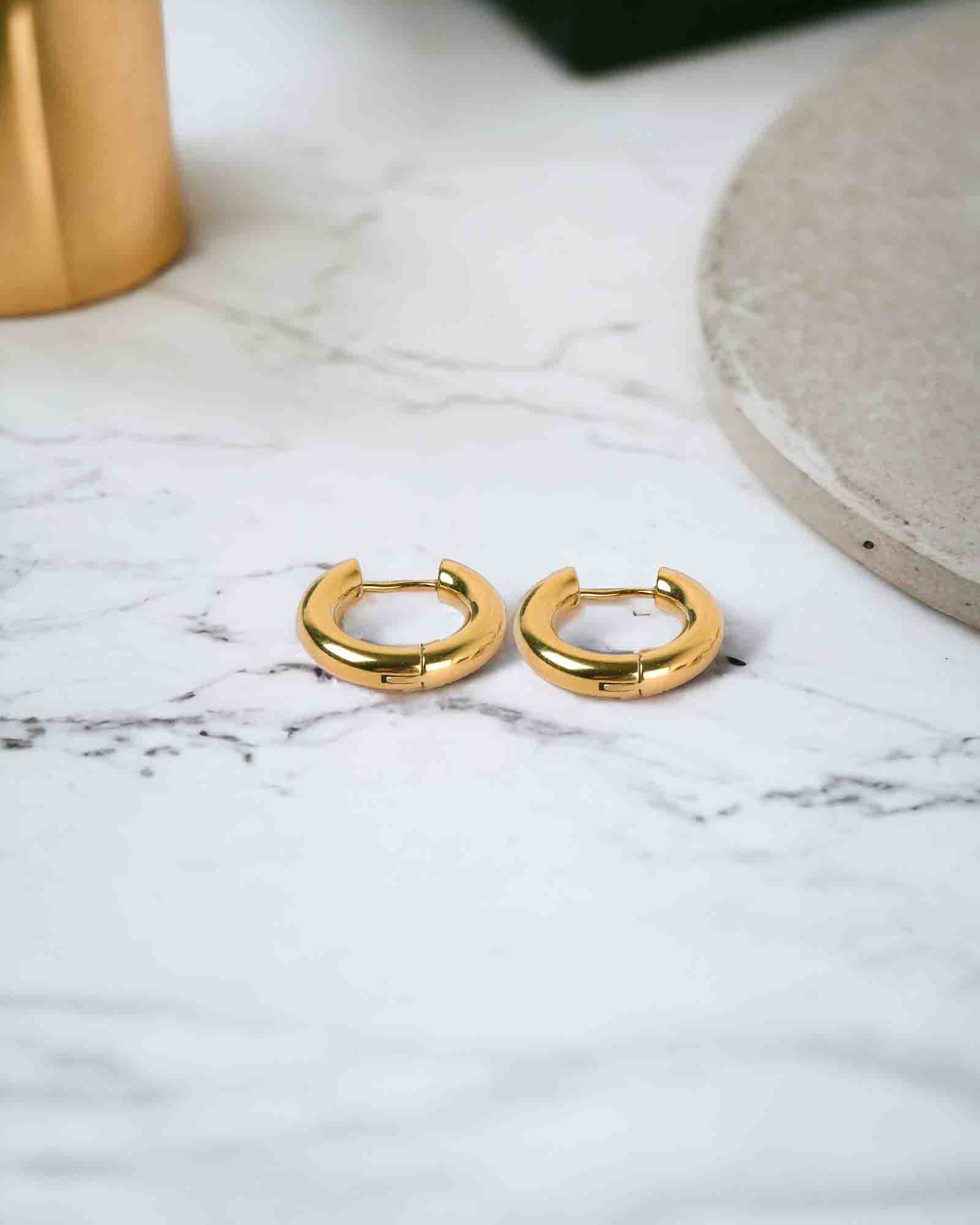 20 mm 18k gold plated classic hoops made with waterproof stainless steel